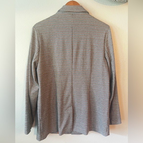 Nine West Long Blazer Orange Black and White Houndstooth Women’s Large L - Picture 3 of 7